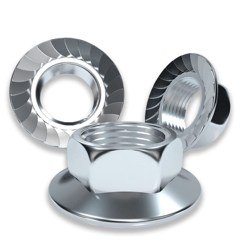 ROARADE M12x1.75 Flange Nut Hex 304 Stainless Steel Types Serrated and Flat Reverse nut (M12x1.75 304 Reverse nut 10 PCS) - Image 1